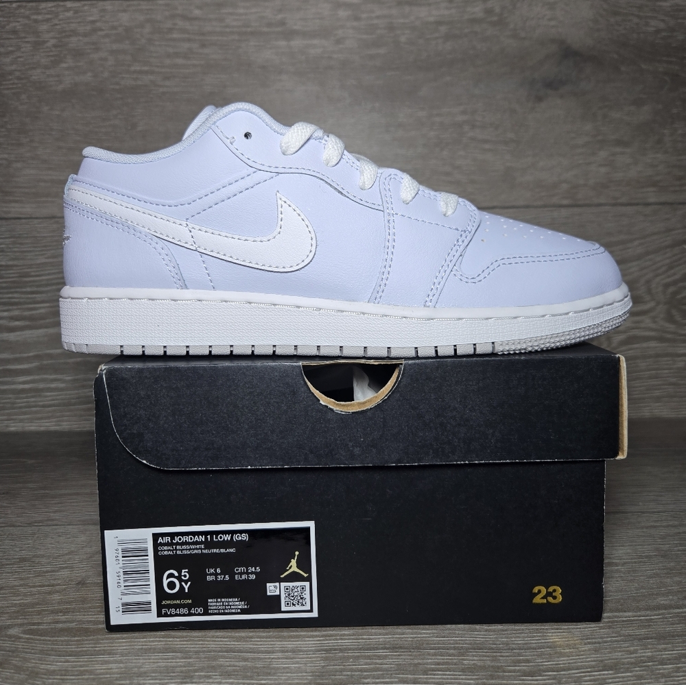 Nike Air Jordan 1 Low Cobalt Bliss White Size 6.5 Youth / 8 Women FV8486 400 NIB